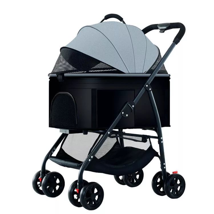 Ti chen chariot detachable chat Carrier bèt kay pousèt